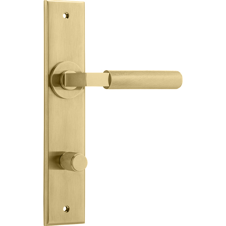 Brunswick Lever - Chamfered Backplate Brushed Gold PVD