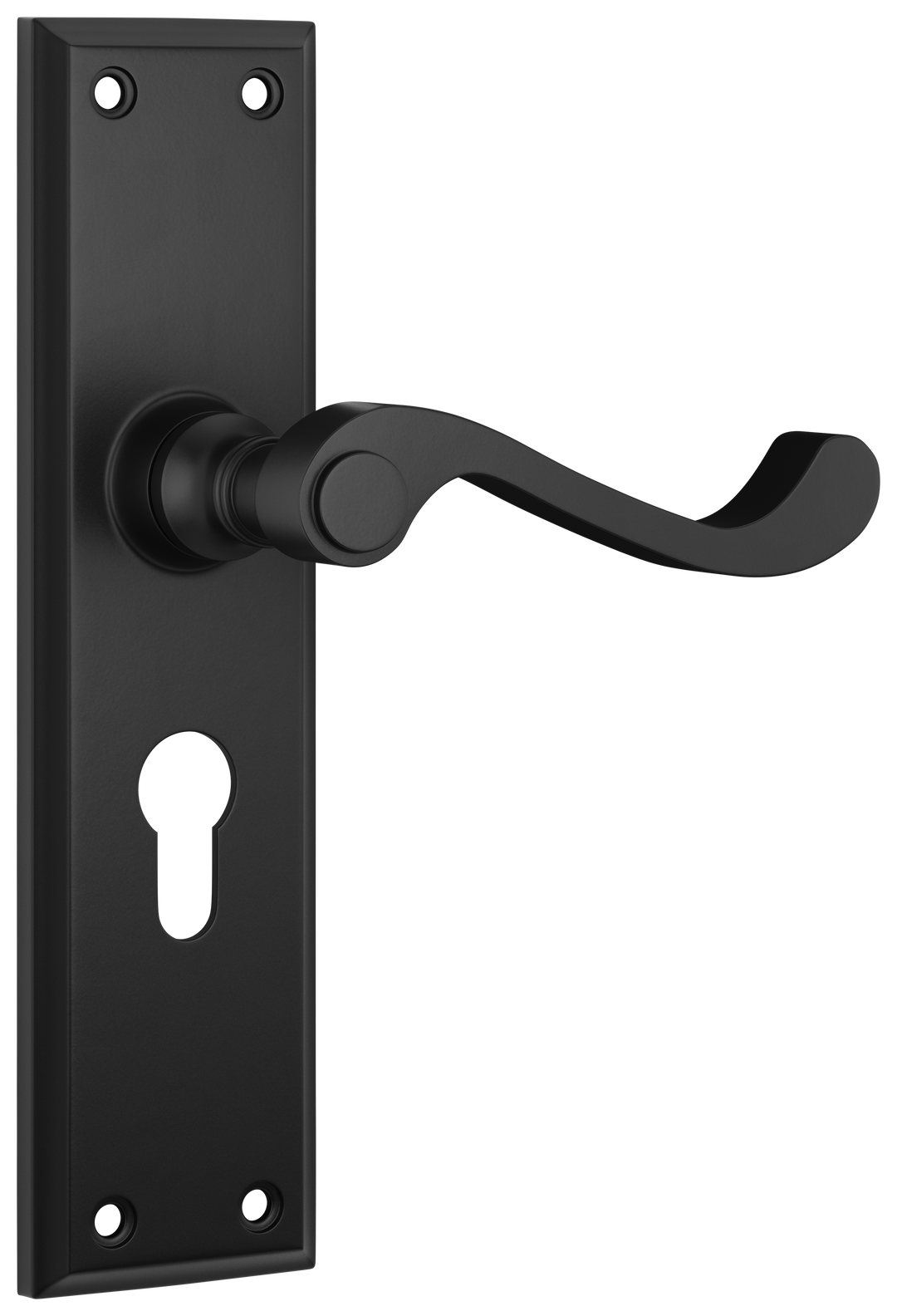 Door Lever Milton Euro Pair Matt Black H200xW50xP68mm