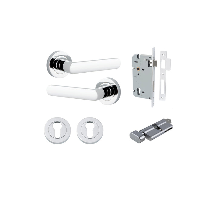 Osaka Lever - Round Rose Entrance Kit with Separate High Security Lock Polished Chrome