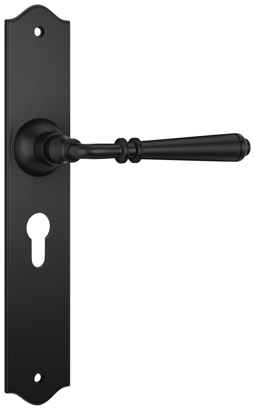 Door Lever Reims Euro Pair Matt Black H240xW43xP70mm