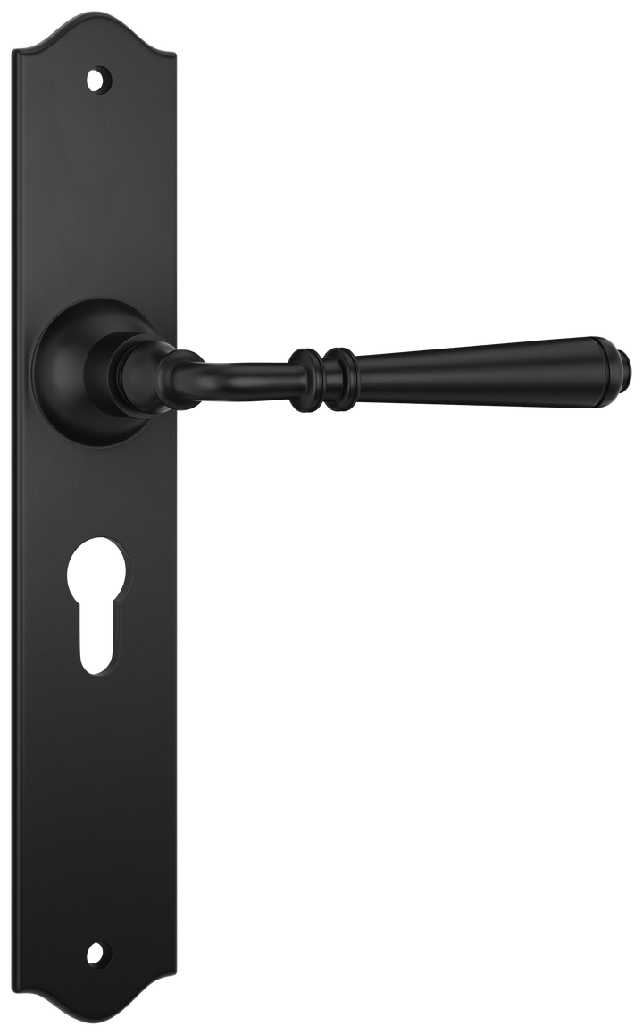 Door Lever Reims Euro Pair Matt Black H240xW43xP70mm
