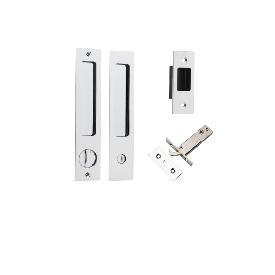 Rectangular Sliding Door Pull Privacy Kit with Privacy Turn Polished Chrome
