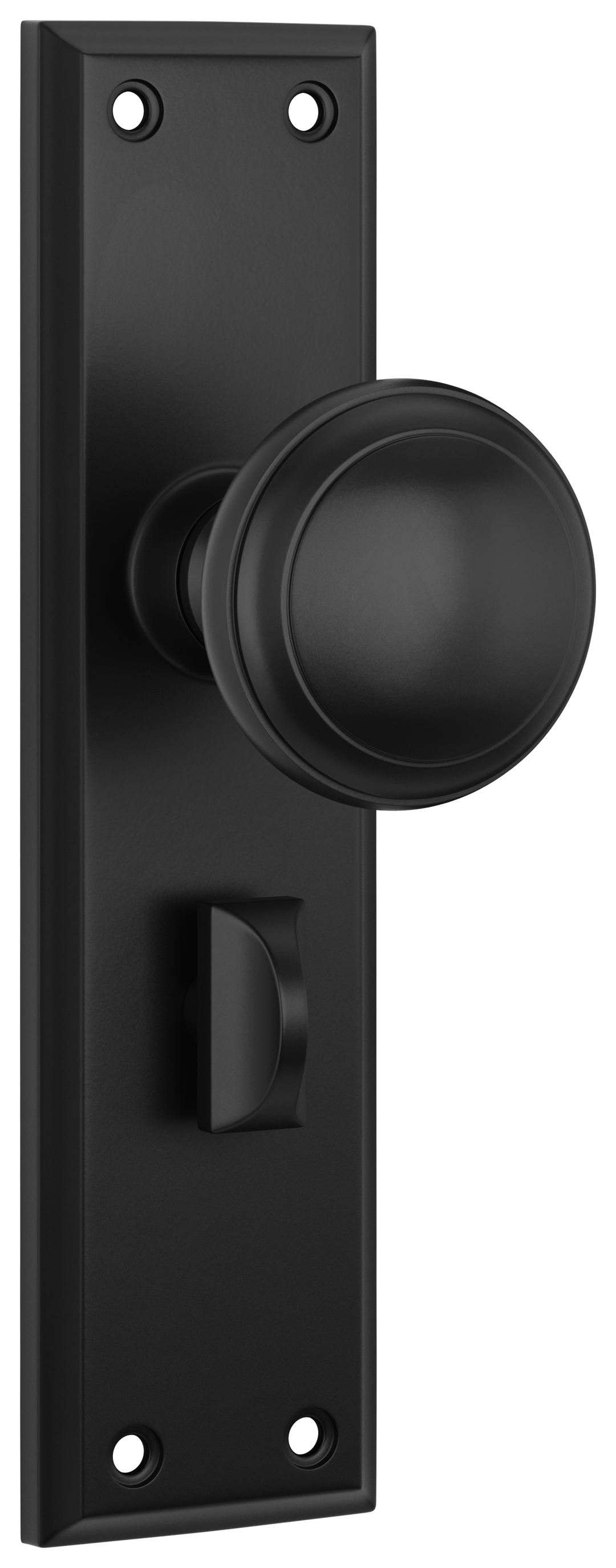 Door Knob Milton Privacy Pair Matt Black H200xW50xP73mm with privacy adaptor