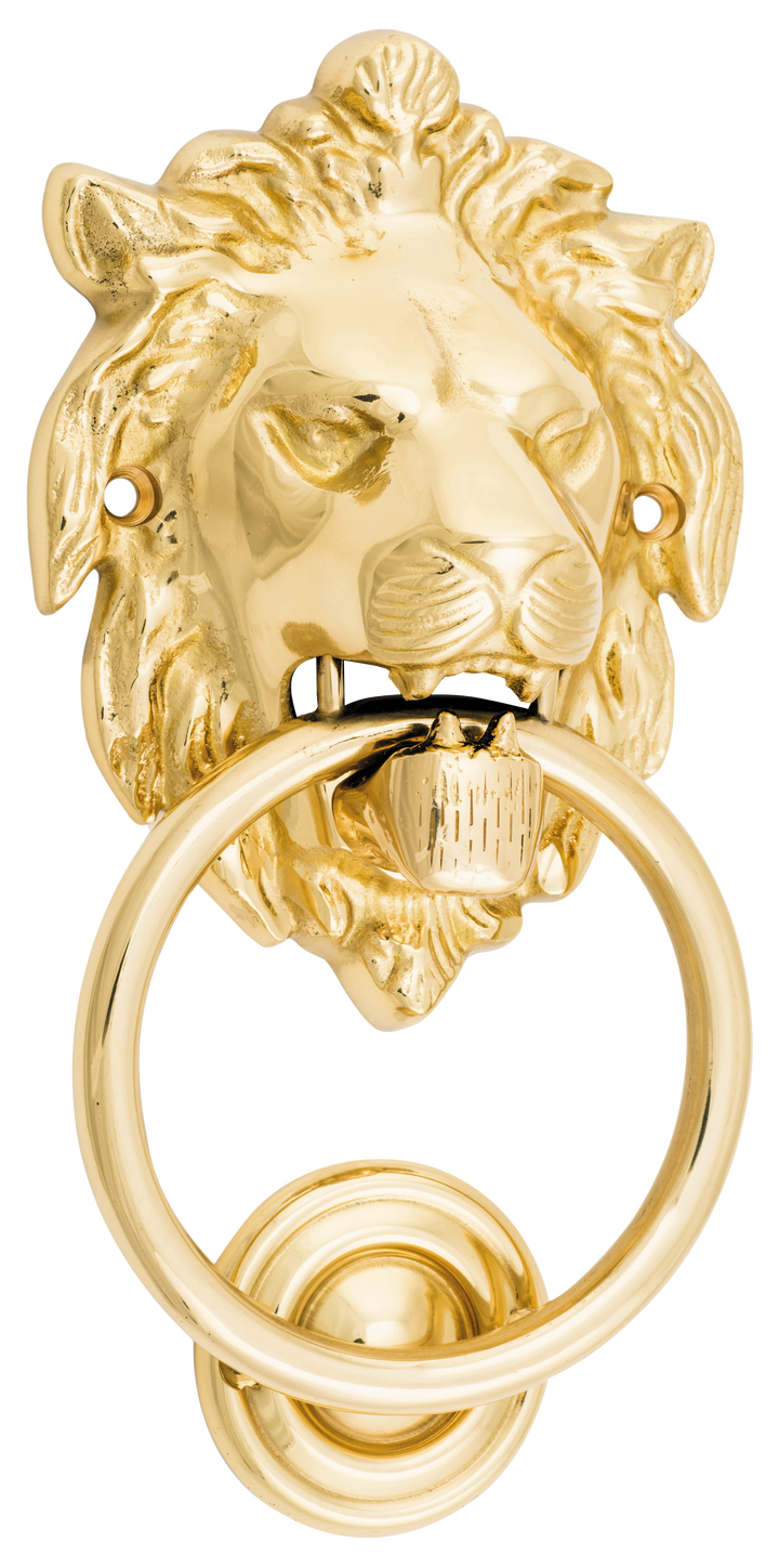 Door Knocker Lion Polished Brass D93xP55mm BP103x135mm