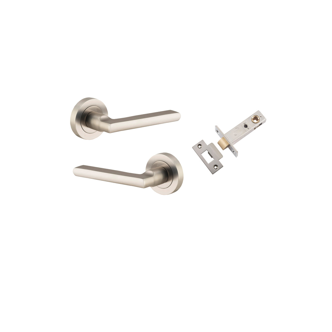 Baltimore Lever - Round Rose Passage Kit Satin Nickel