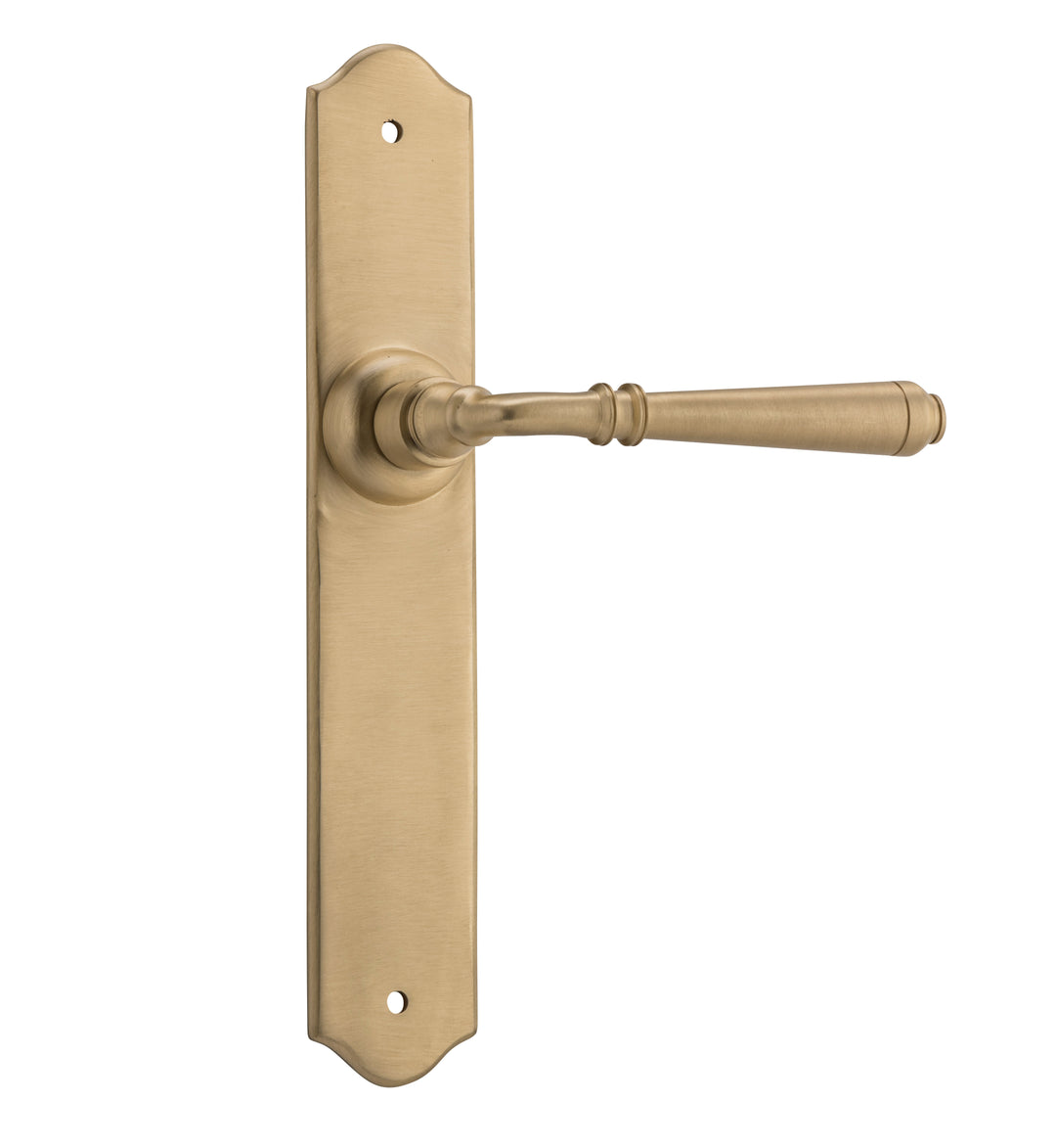 Door Lever Reims Latch Pair Unlacquered Satin Brass H240xW43xP70mm