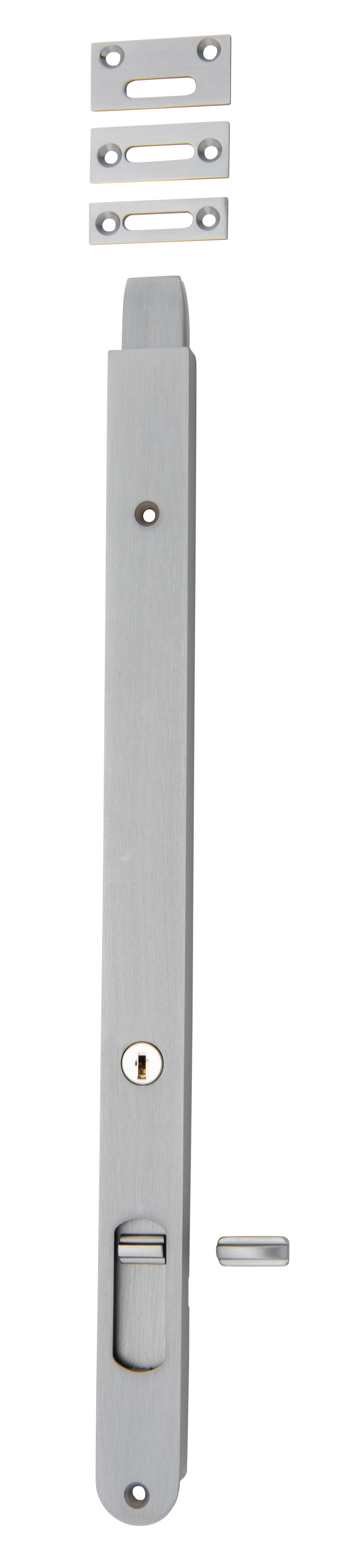 Locking Flush Bolt - 400mm Brushed Chrome