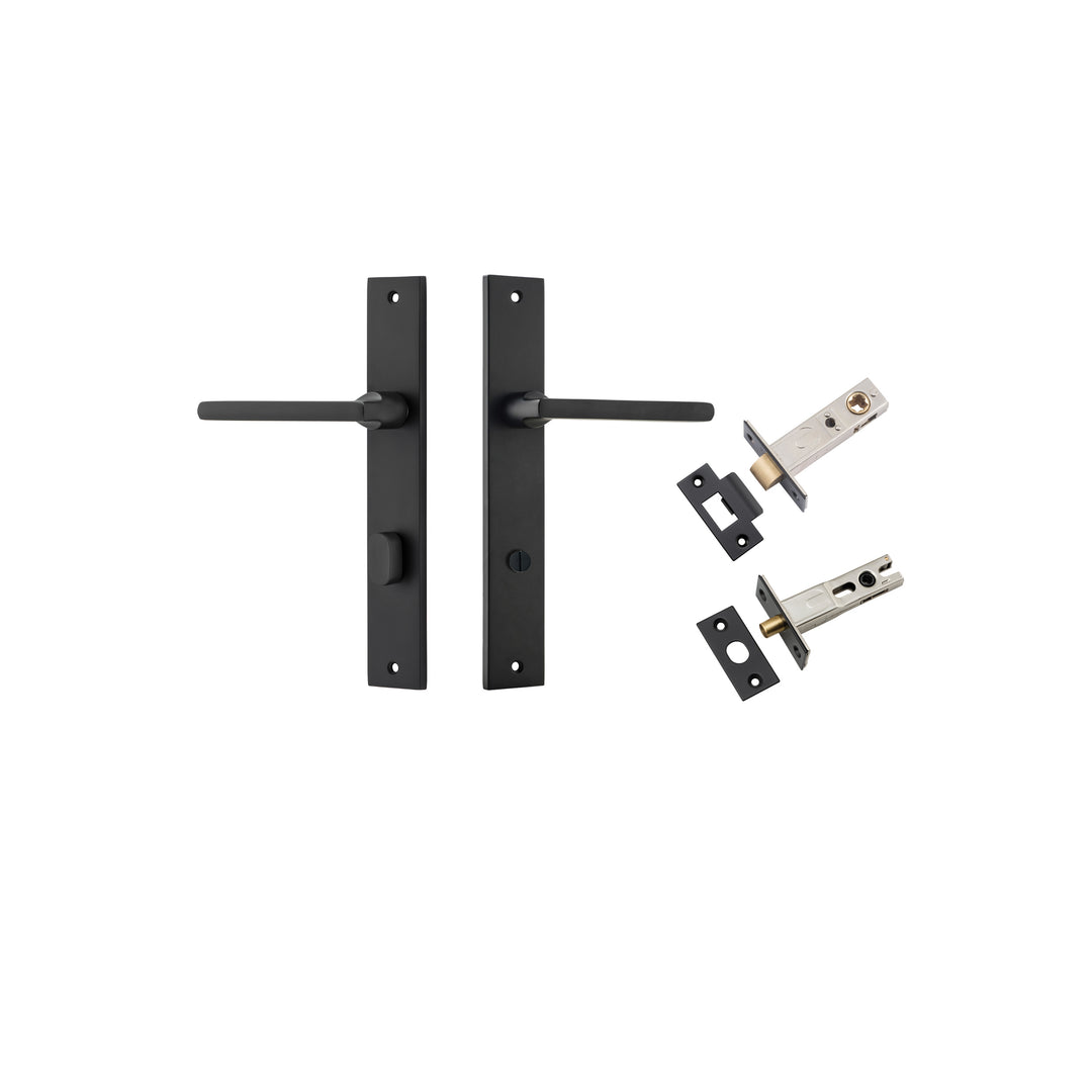 Baltimore Lever - Rectangular Backplate Privacy Kit with Privacy Turn Matt Black