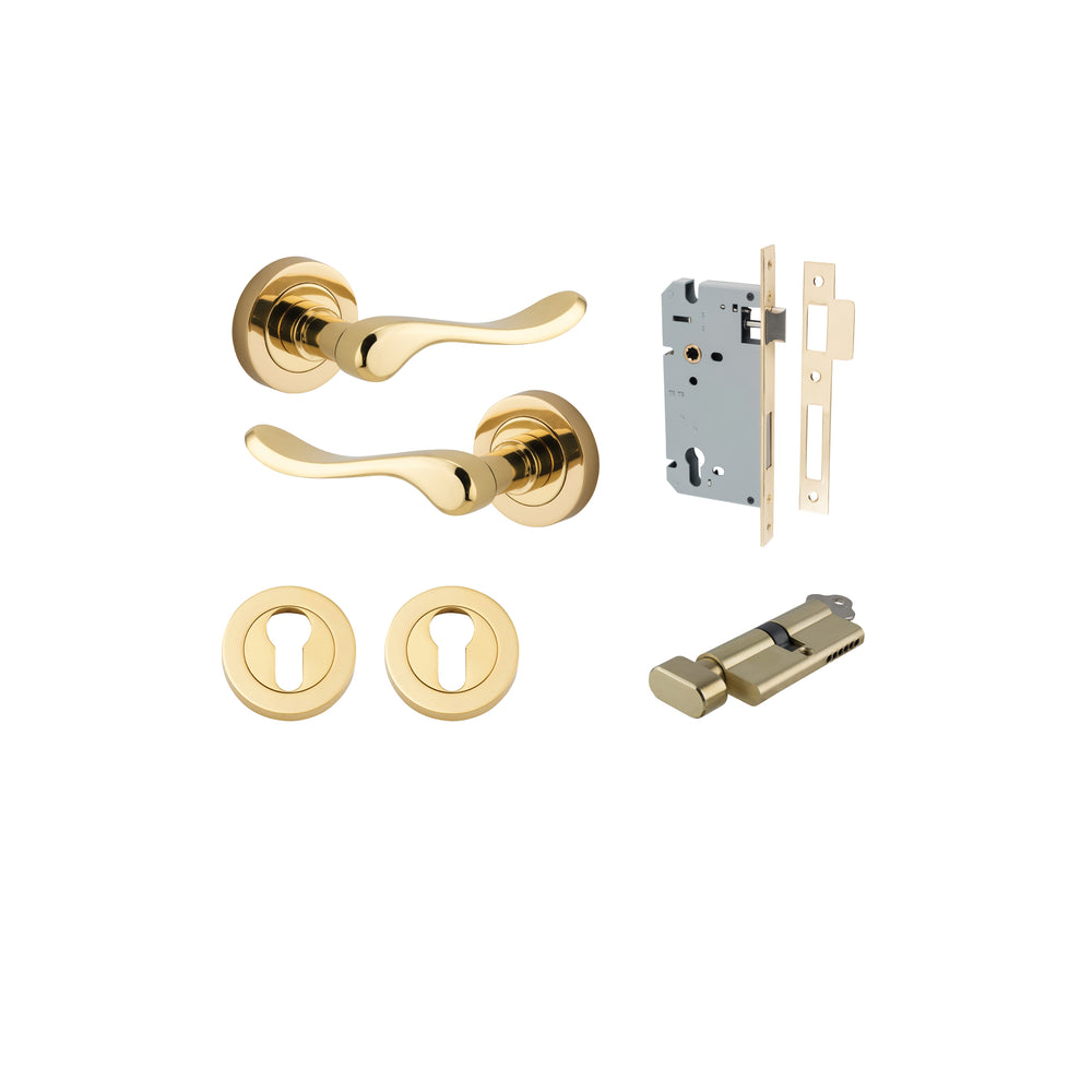 Stirling Lever - Round Rose Entrance Kit with Separate High Security Lock Polished Brass