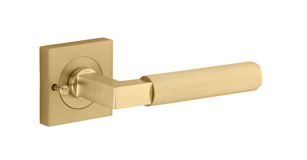 Brunswick Lever - Square Rose Privacy Kit (Inbuilt Privacy) Brushed Gold PVD