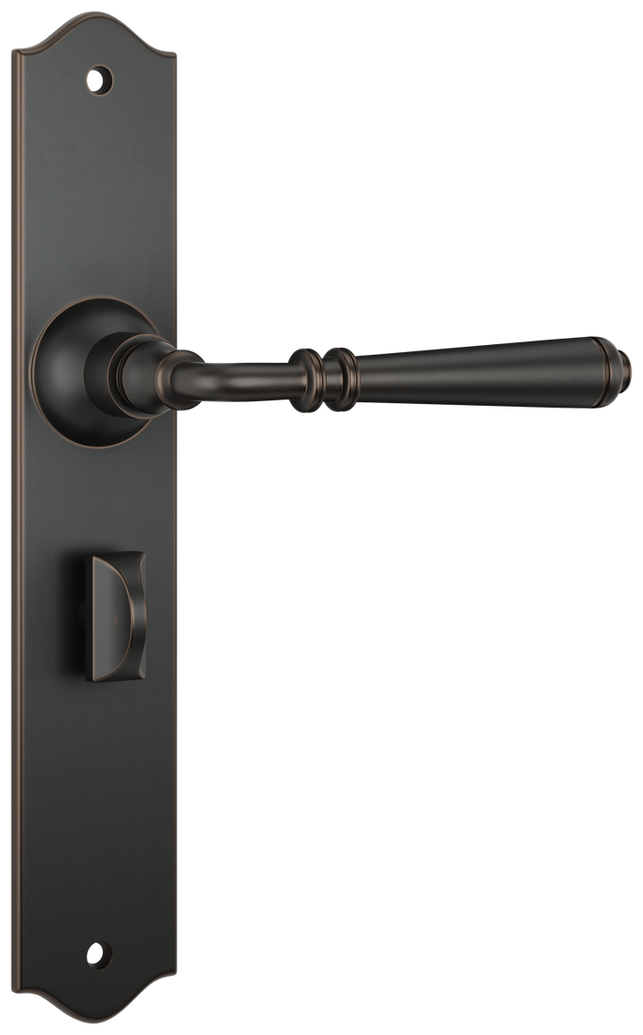 Door Lever Reims Privacy Pair Antique Copper H240xW43xP70mm with privacy adaptor