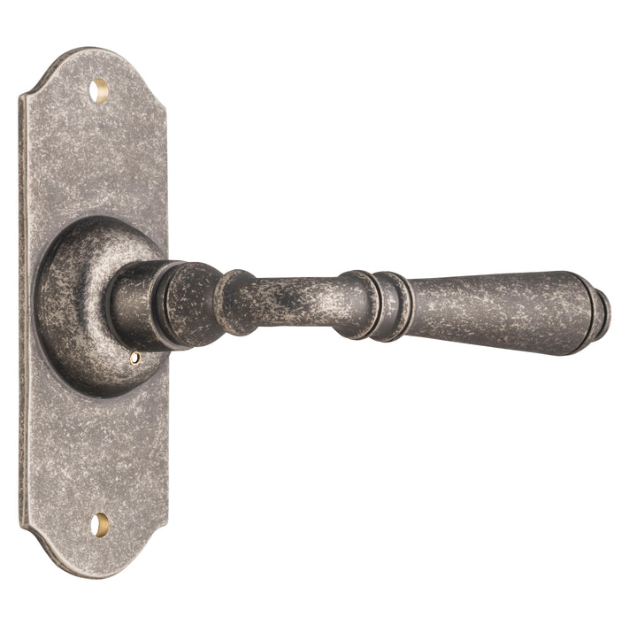 Door Lever Reims Latch Pair Rumbled Nickel H110xW43xP65mm