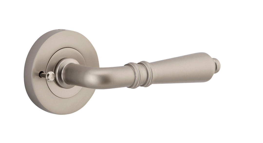Sarlat Lever - Round Rose (Inbuilt Privacy) Satin Nickel