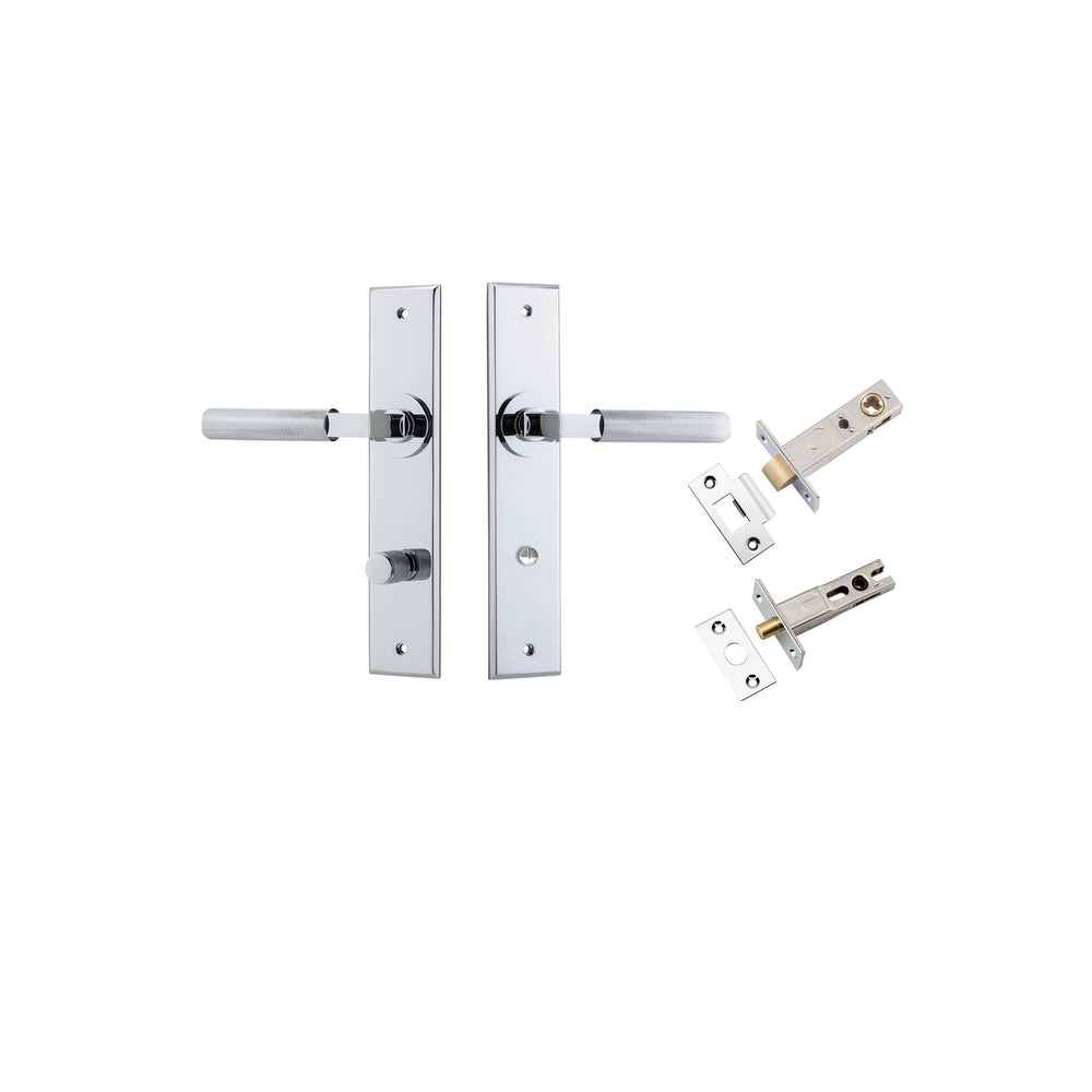 Brunswick Lever - Chamfered Backplate Privacy Kit Polished Chrome
