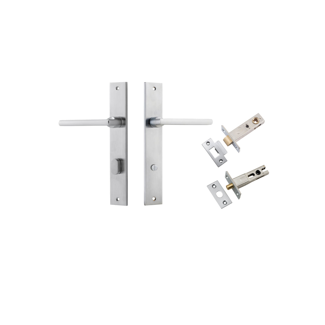 Baltimore Lever - Rectangular Backplate Privacy Kit with Privacy Turn Brushed Chrome