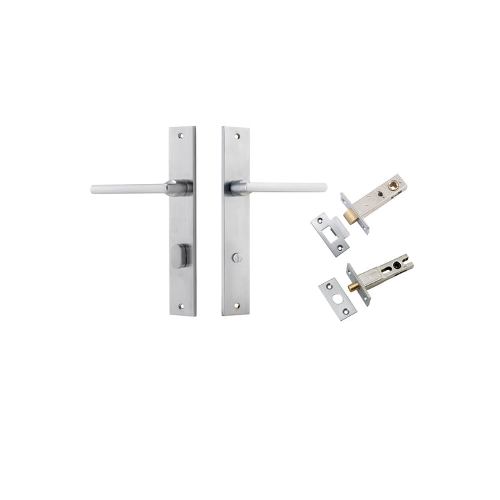 Baltimore Lever - Rectangular Backplate Privacy Kit with Privacy Turn Brushed Chrome