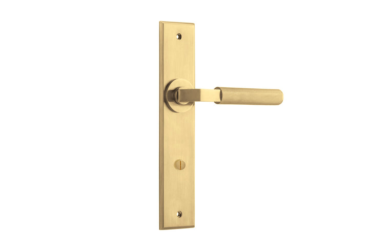 Brunswick Lever - Chamfered Backplate Brushed Gold PVD