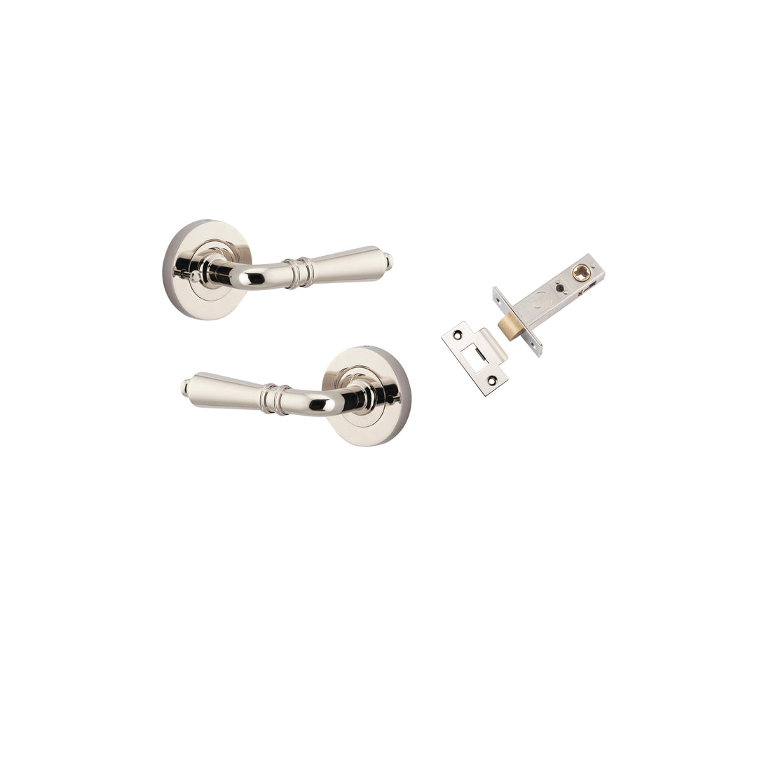 Sarlat Lever - Round Rose (Inbuilt Privacy) Polished Nickel