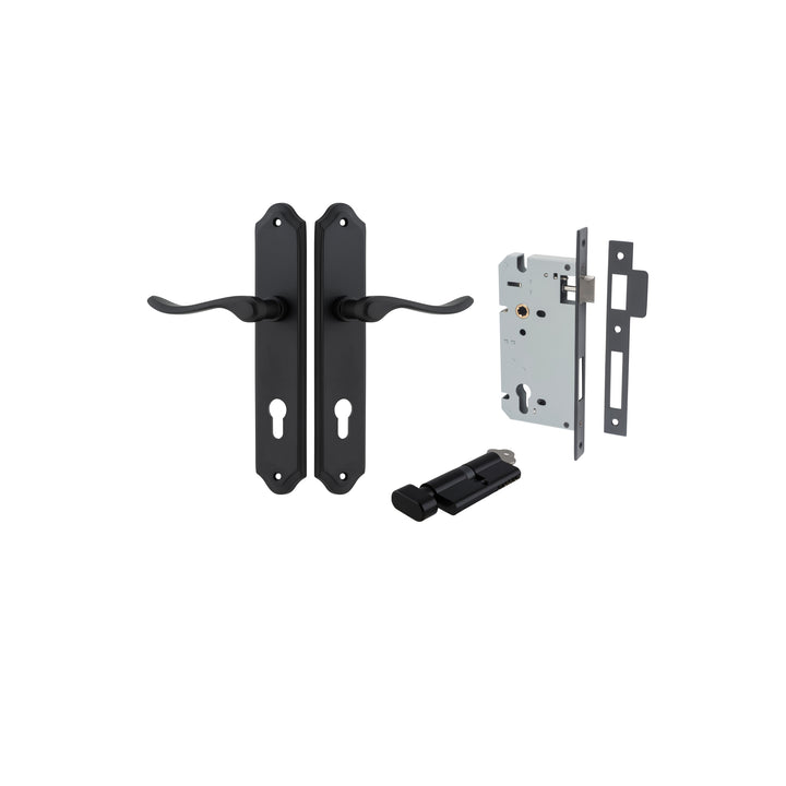 Stirling Lever - Shouldered Backplate Entrance Kit with High Security Lock Matt Black
