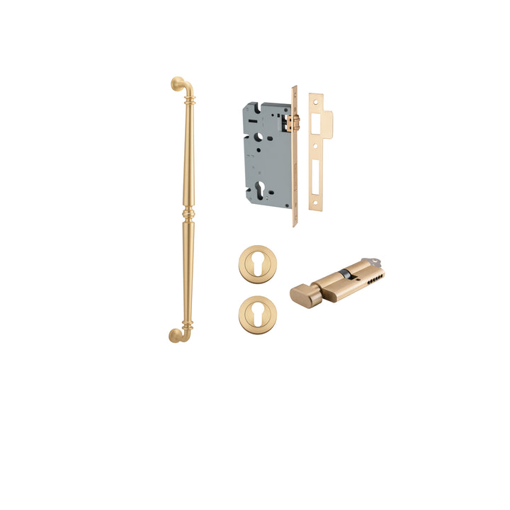 Sarlat Pull Handle - 600mm Entrance Kit with Separate High Security Lock Brushed Brass
