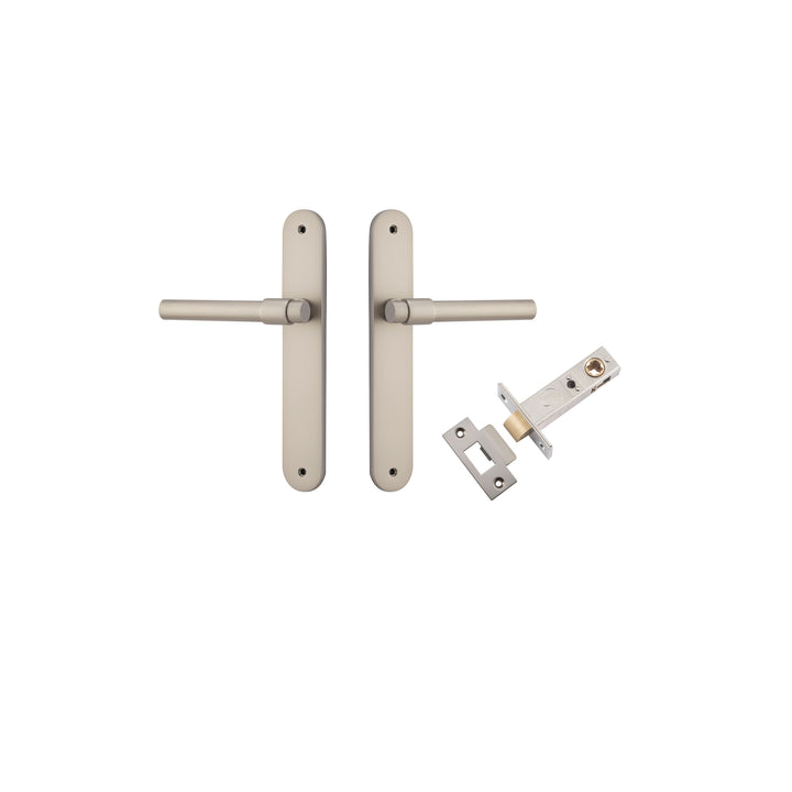 Helsinki Lever - Oval Backplate Passage Kit Satin Nickel