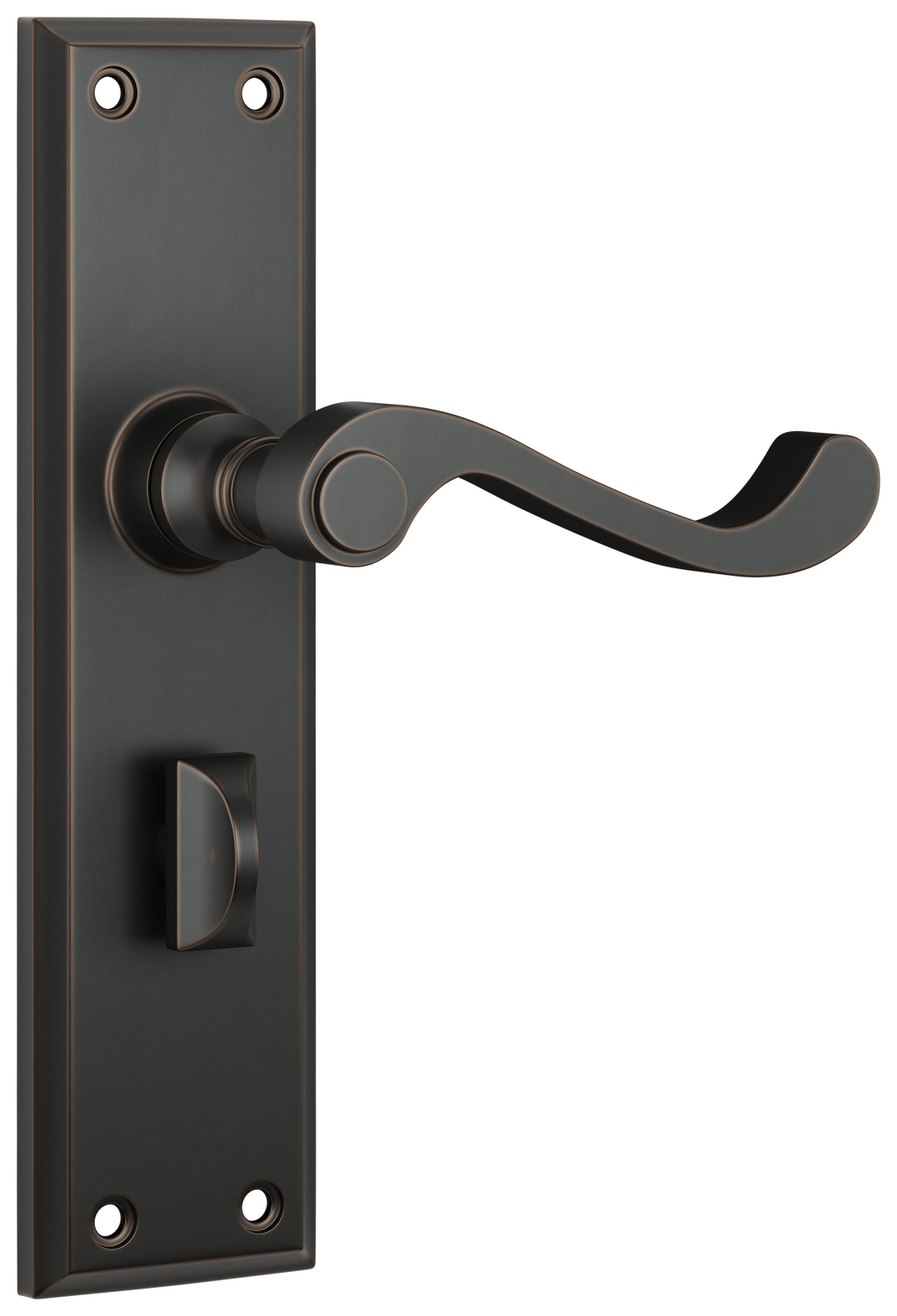 Door Lever Milton Privacy Pair Antique Copper H200xW50xP68mm with privacy adaptor