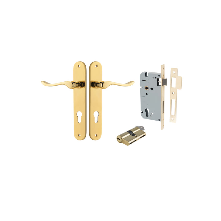 Stirling Lever - Oval Backplate Entrance Kit with High Security Lock Polished Brass