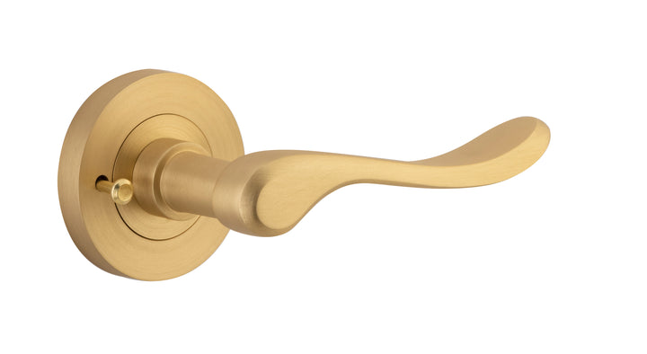 Stirling Lever - Round Rose (Inbuilt Privacy) Brushed Brass