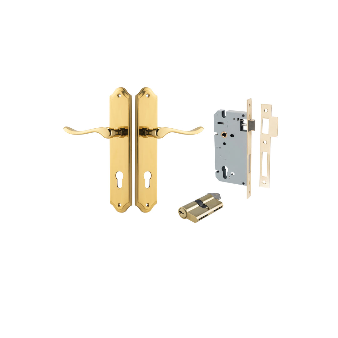 Stirling Lever - Shouldered Backplate Entrance Kit with High Security Lock Polished Brass
