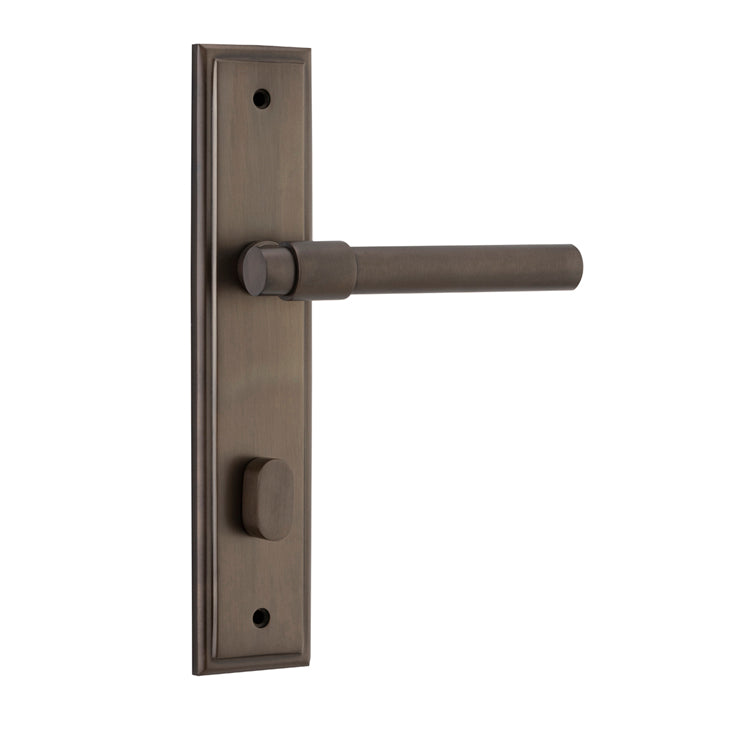 Helsinki Lever - Stepped Backplate Signature Brass