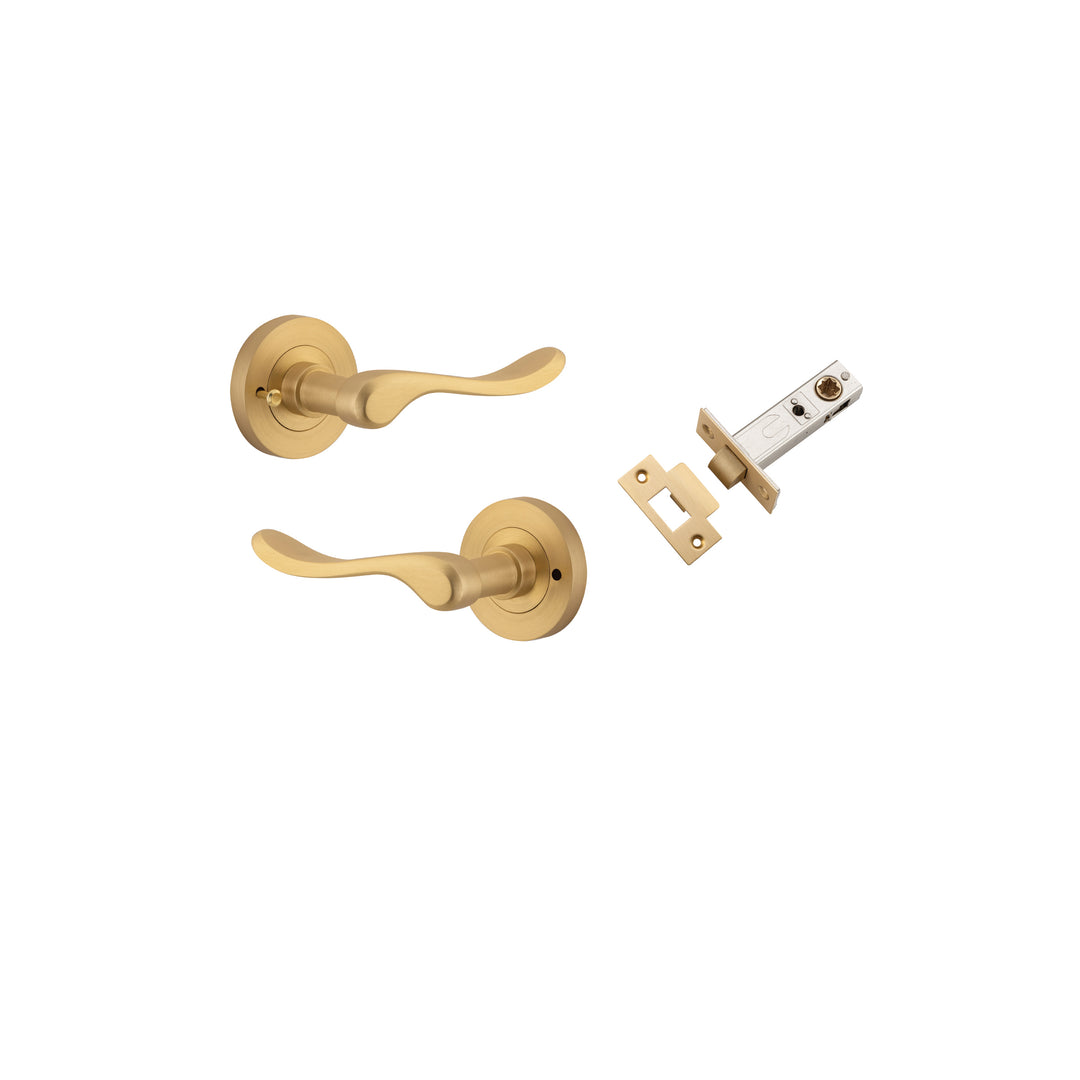 Stirling Lever - Round Rose (Inbuilt Privacy) Brushed Brass