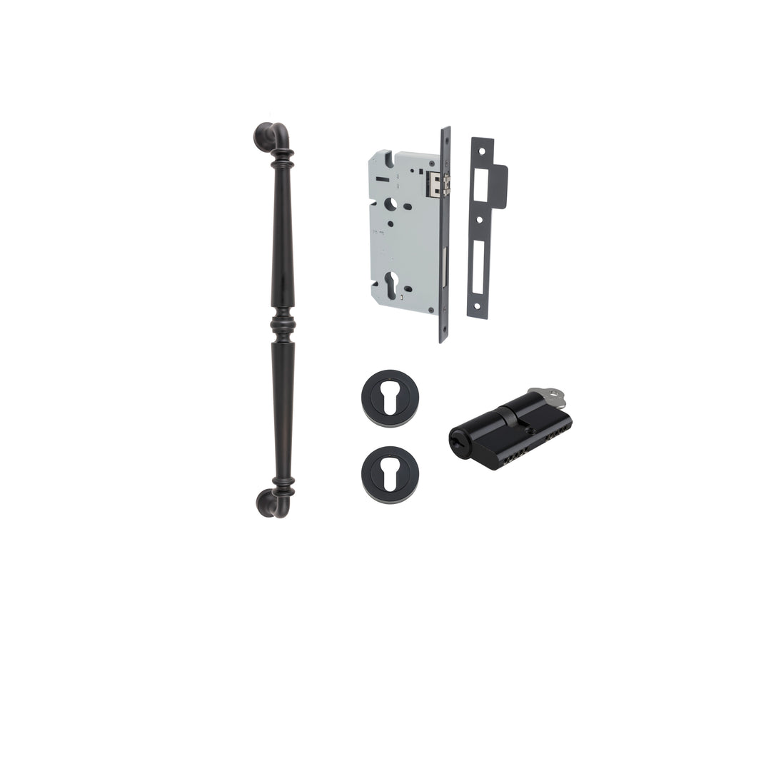 Sarlat Pull Handle - 450mm Entrance Kit with Separate High Security Lock Matt Black