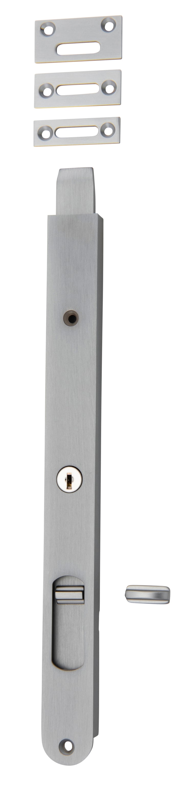 Locking Flush Bolt - 300mm Brushed Chrome