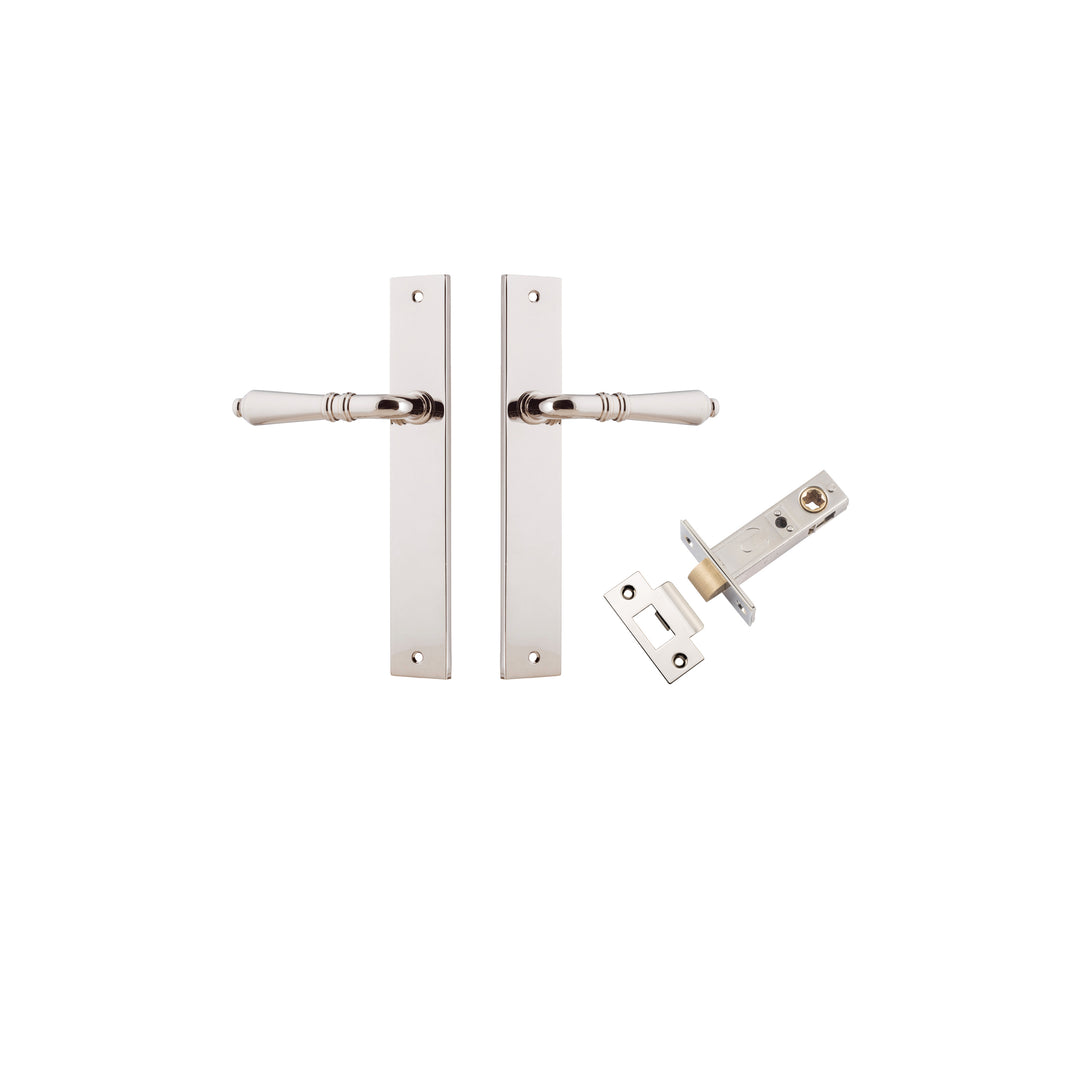Sarlat Lever - Rectangular Backplate Passage Kit Polished Nickel