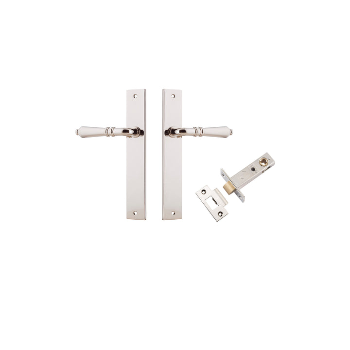 Sarlat Lever - Rectangular Backplate Passage Kit Polished Nickel