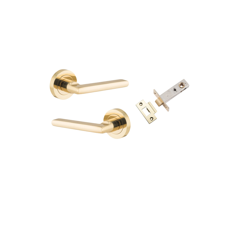 Baltimore Lever - Round Rose Passage Kit Polished Brass