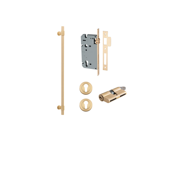 Helsinki Pull Handle - 600mm Entrance Kit with Separate High Security Lock Brushed Brass
