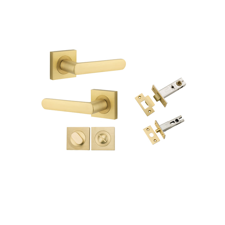 Osaka Lever - Square Rose Privacy Kit with Separate Privacy Turn Brushed Gold PVD