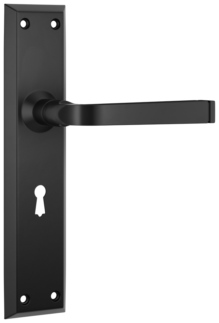 Door Lever Menton Lock Pair Matt Black H225xW50xP75mm