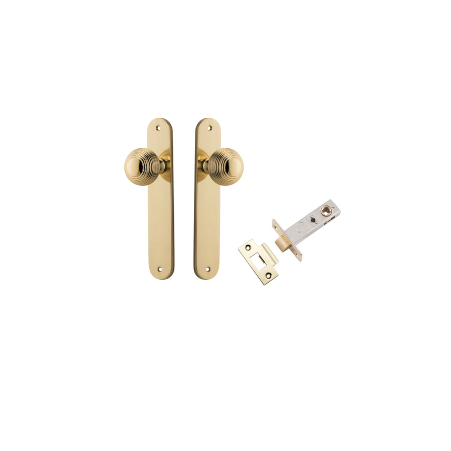 Guildford Knob - Oval Backplate Passage Kit Polished Brass