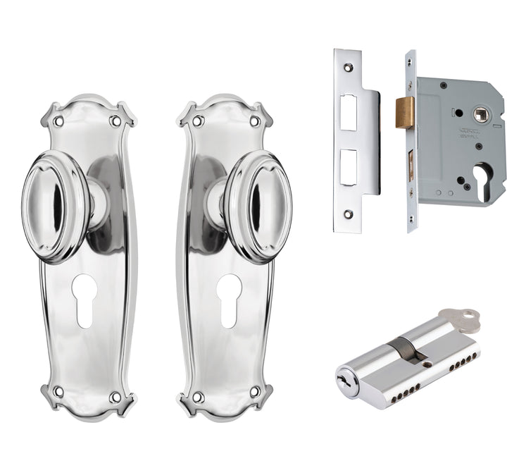 Door Knob Bungalow Chrome Plated Key / Key Entrance Set