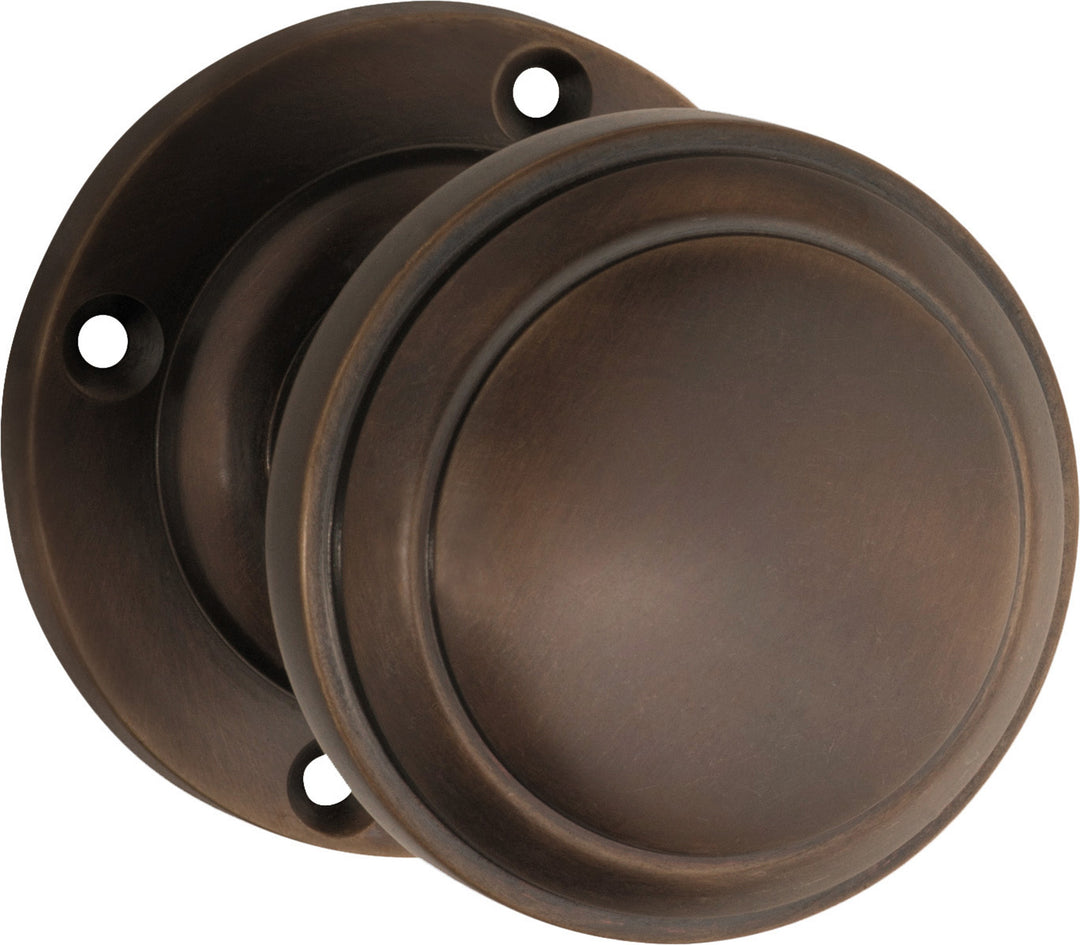 Door Knob Milton Round Rose Pair Antique Brass D54xP65mm BP57mm