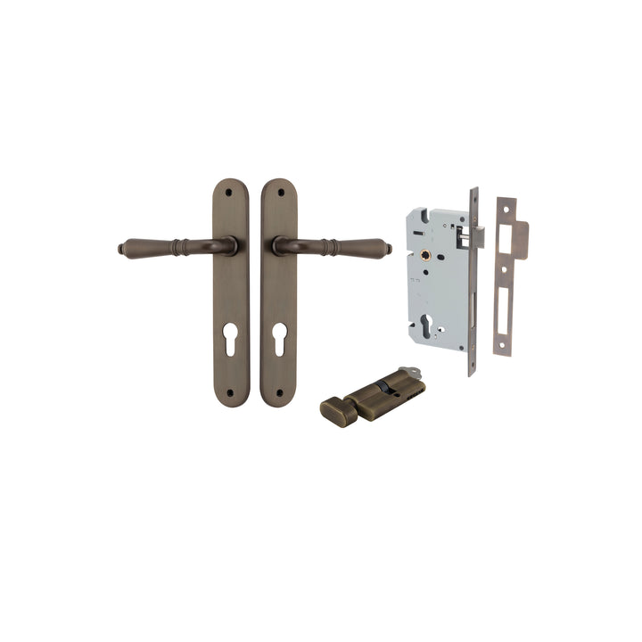 Sarlat Lever - Oval Backplate Entrance Kit with High Security Lock Signature Brass