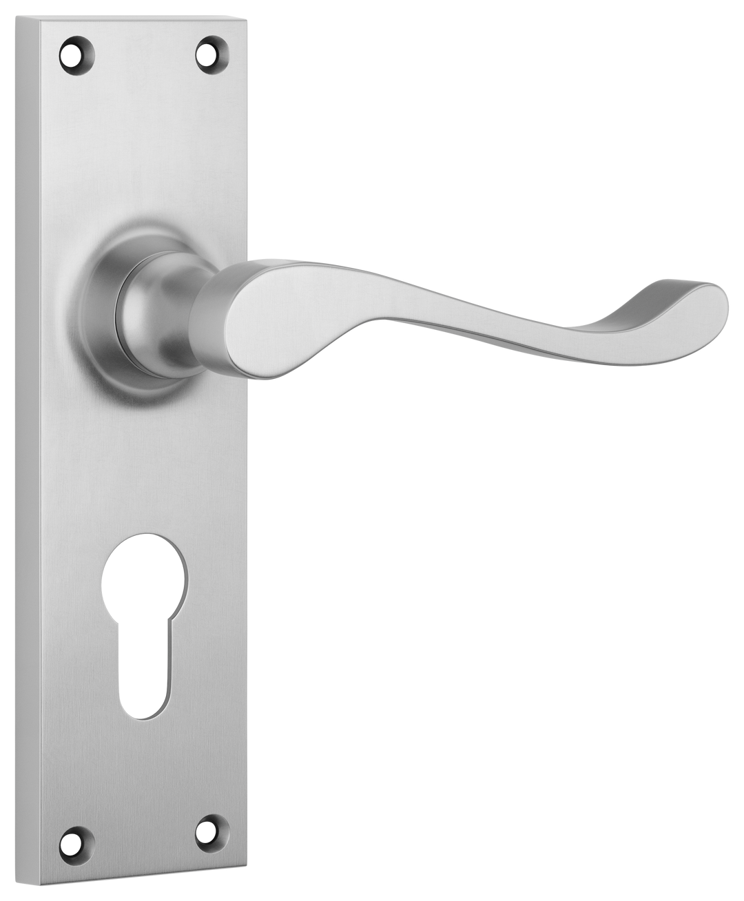 Door Lever Victorian Euro Pair Satin Chrome H152xW42xP59mm