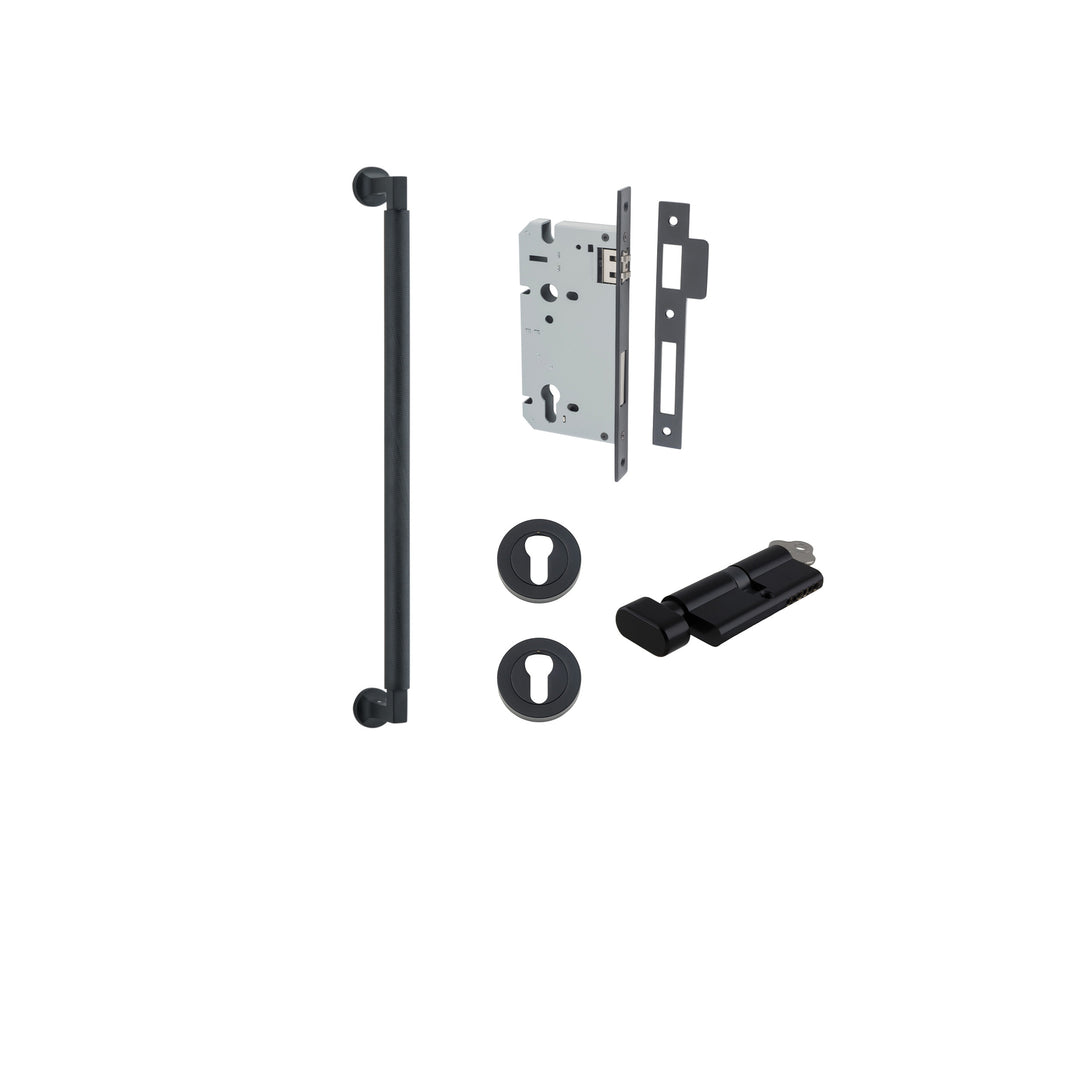 Brunswick Pull Handle - 450mm Entrance Kit with Separate High Security Lock Matt Black
