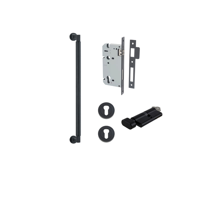 Brunswick Pull Handle - 450mm Entrance Kit with Separate High Security Lock Matt Black