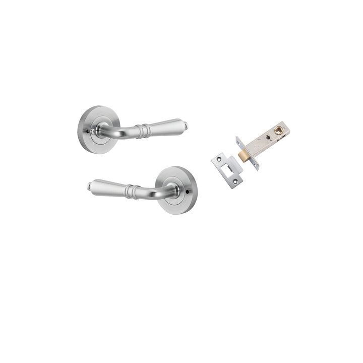 Sarlat Lever - Round Rose (Inbuilt Privacy) Brushed Chrome