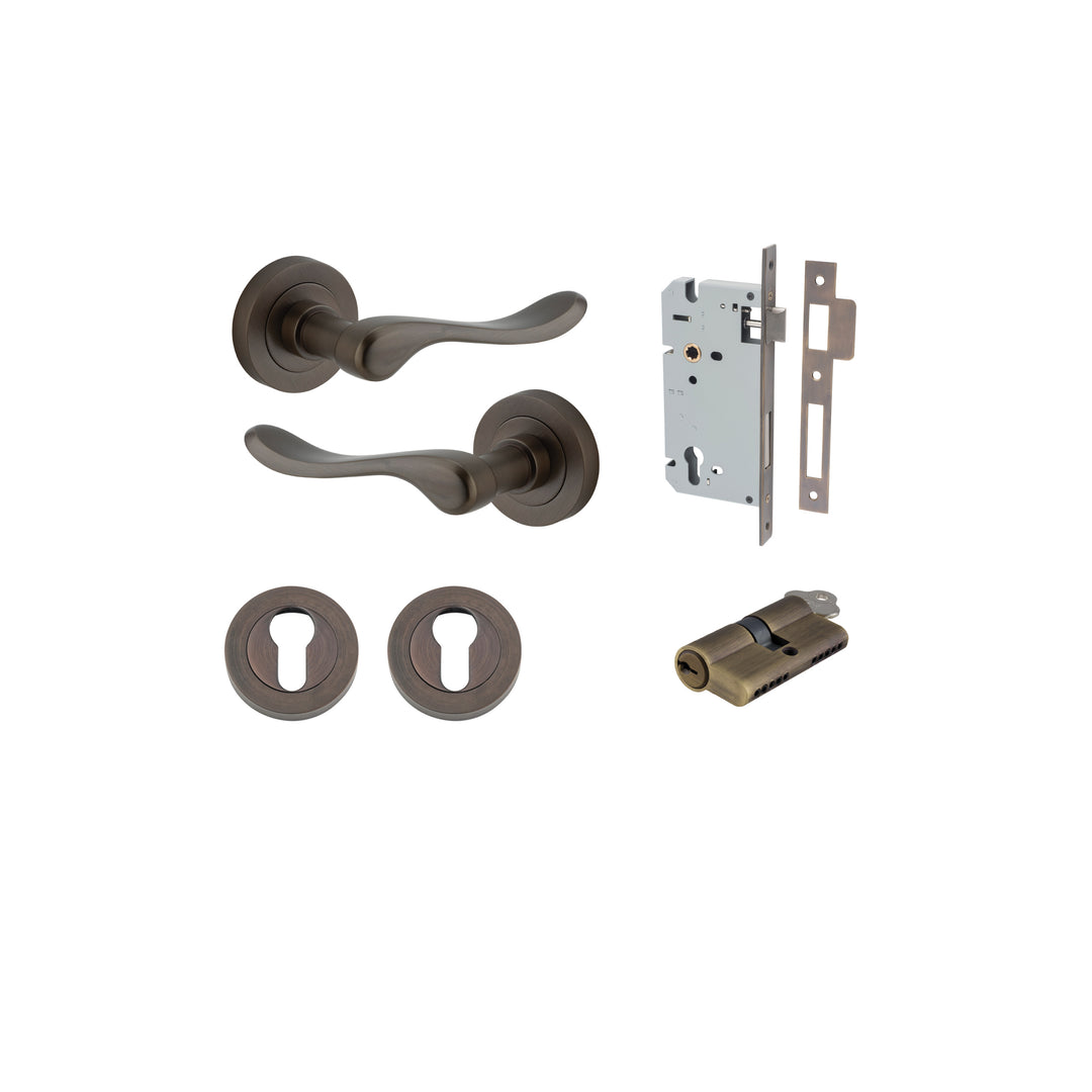 Stirling Lever - Round Rose Entrance Kit with Separate High Security Lock Signature Brass