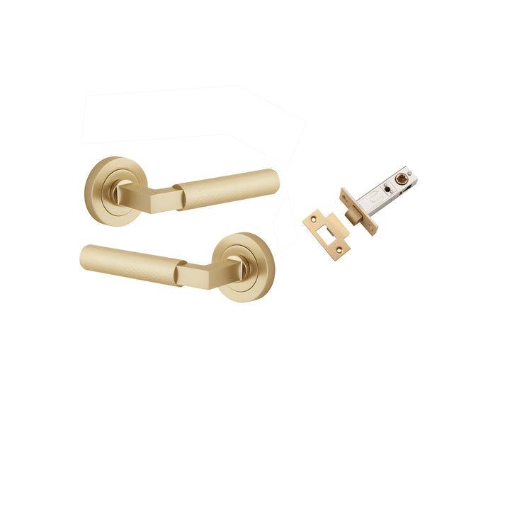 Brunswick Lever - Round Rose Passage Kit Brushed Gold PVD