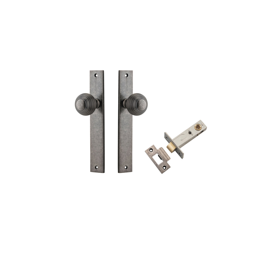 Guildford Knob - Rectangular Backplate Passage Kit Distressed Nickel